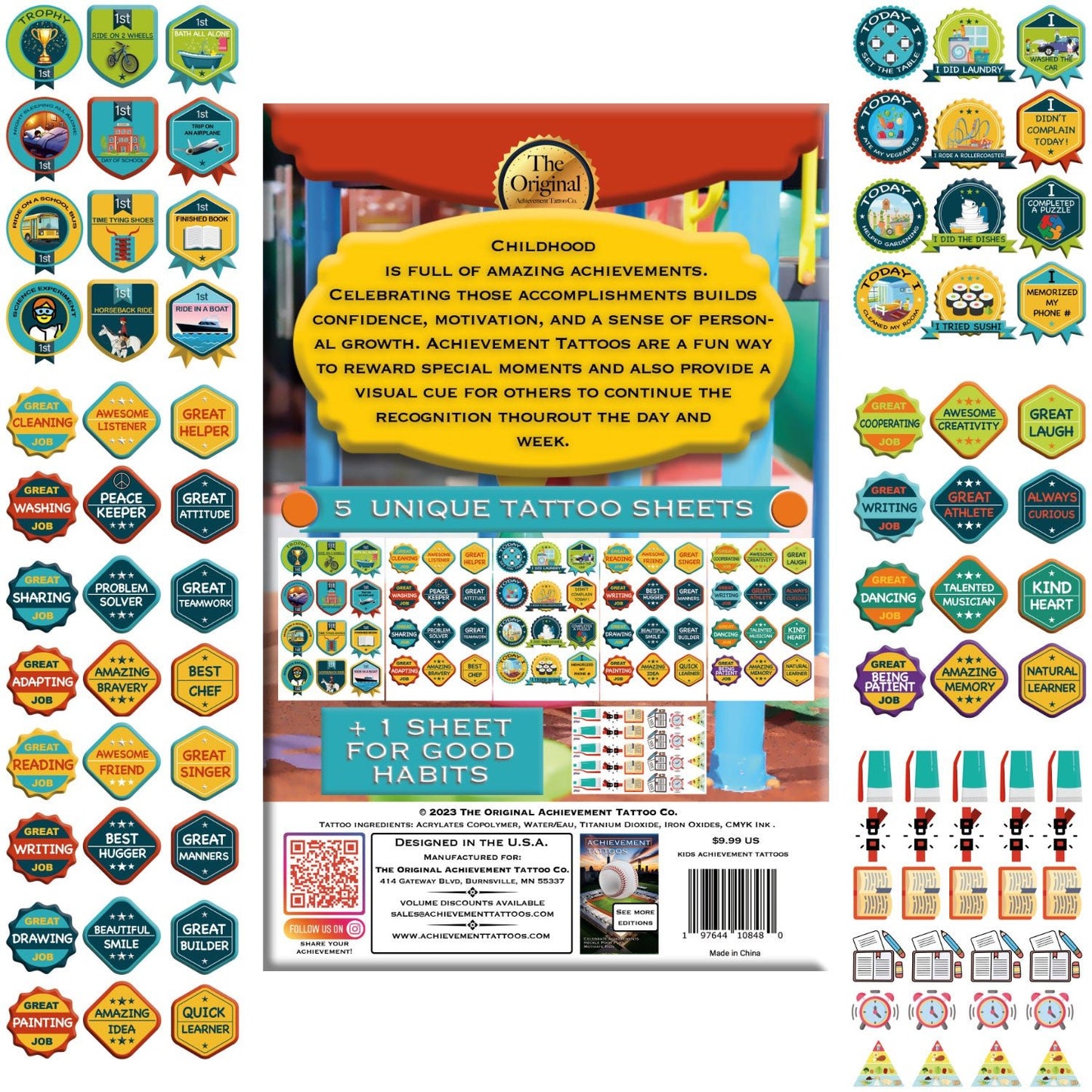 Kids Achievements Temporary Tattoos