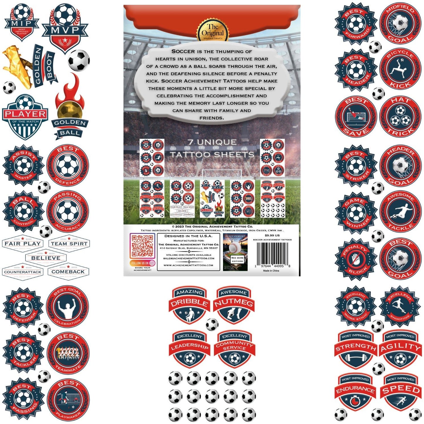 Soccer Achievement Temporary Tattoos